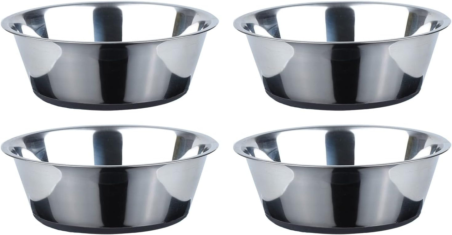 PEGGY11 Deep Stainless Steel Anti-Slip Dog Bowls - 4-Pack