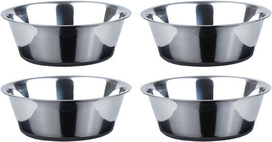 PEGGY11 Deep Stainless Steel Anti-Slip Dog Bowls - 4-Pack
