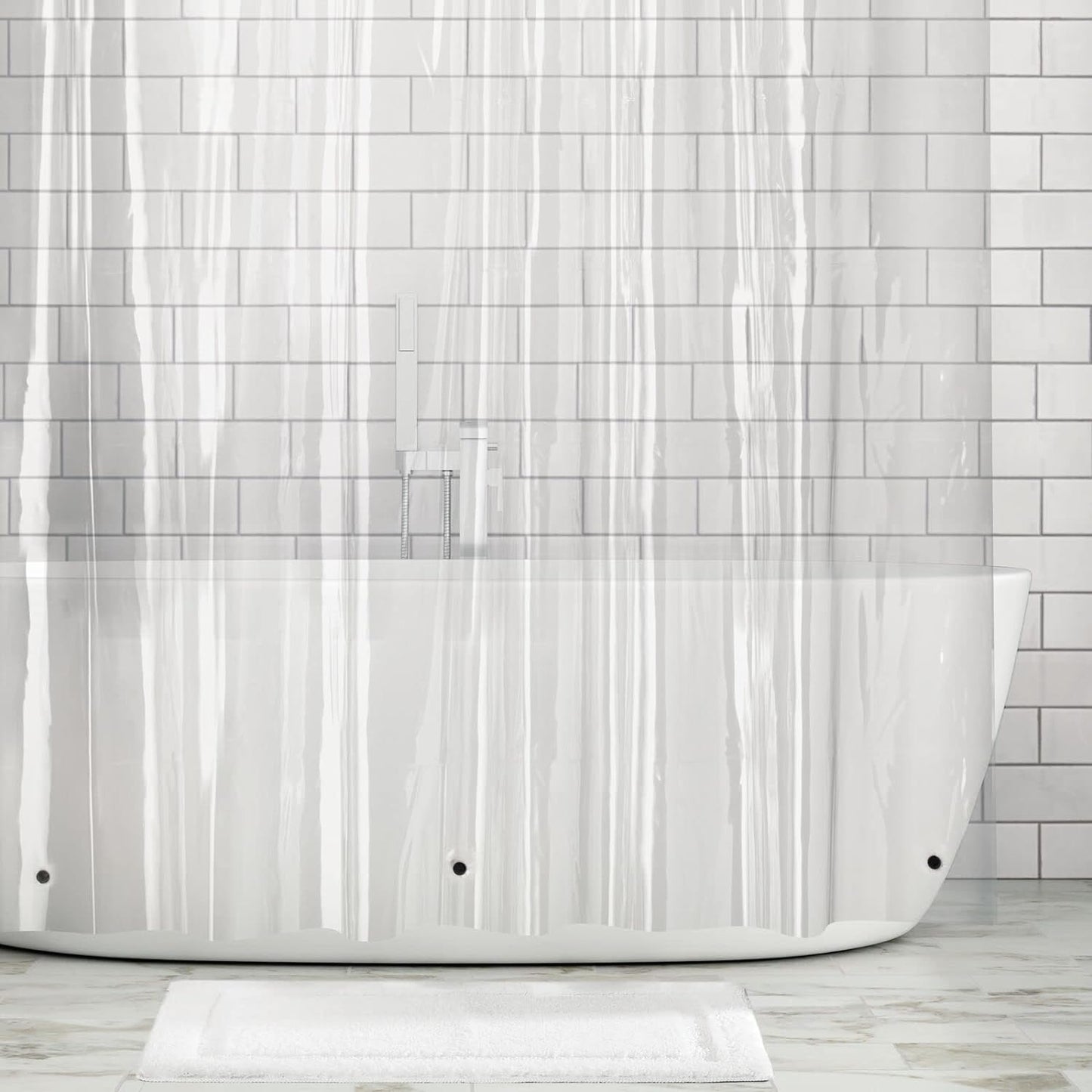 mDesign 10-Gauge Waterproof Shower Curtain Liner - 96 x 72 Clear