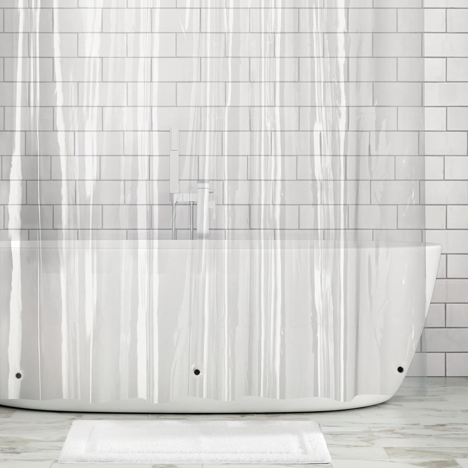 mDesign 10-Gauge Waterproof Shower Curtain Liner - 96 x 72 Clear