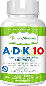 Power By Naturals ADK 10 Supplement for Bone and Heart Health