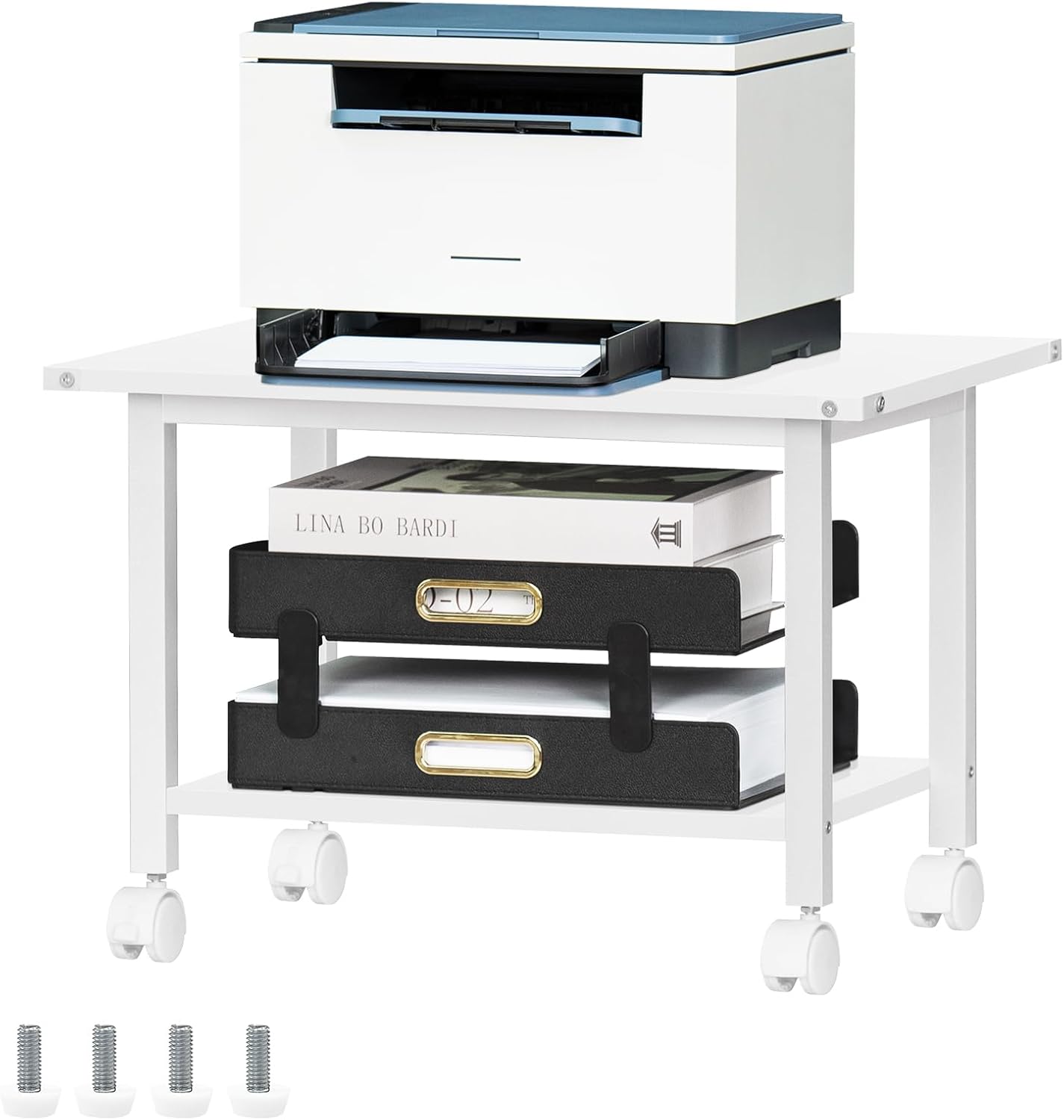 Rolling Printer Stand with Storage Shelf - Lerliuo