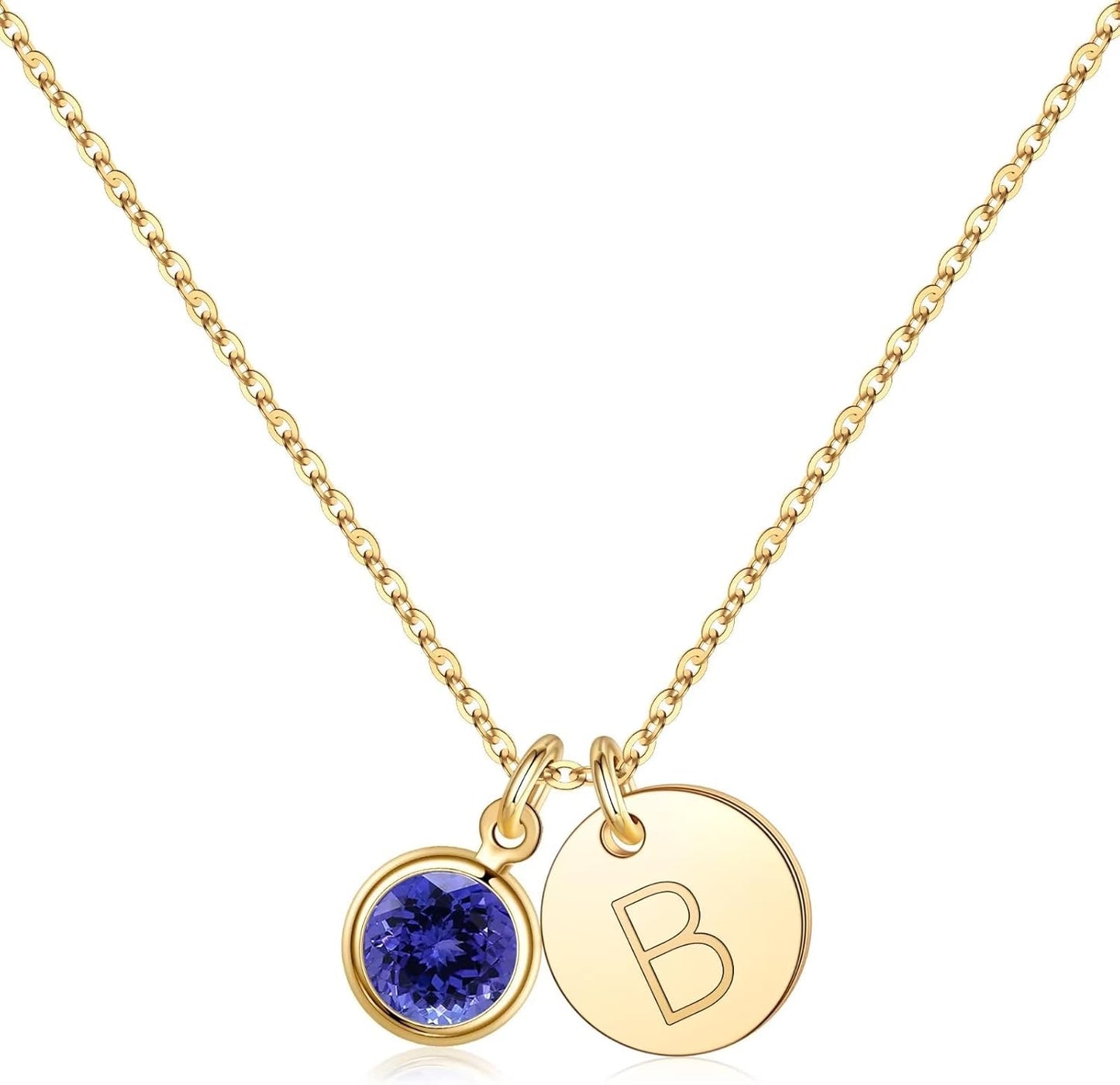 Personalized Birthstone Initial Necklace for Women and Girls