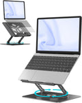Adjustable Laptop Stand for Desk in Black - 360 Rotating Aluminum