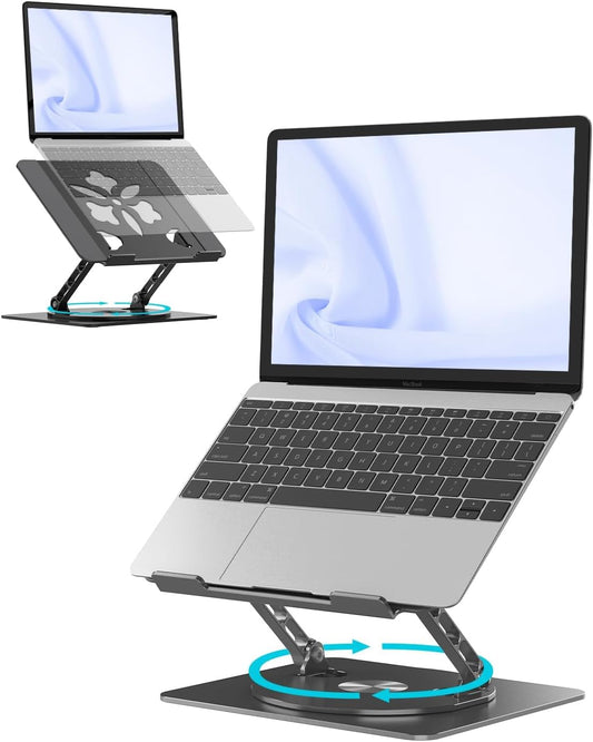 360 Rotating Aluminum Laptop Stand - Ergonomic Adjustable Desk Riser for MacBook, Dell, HP - Aoviho