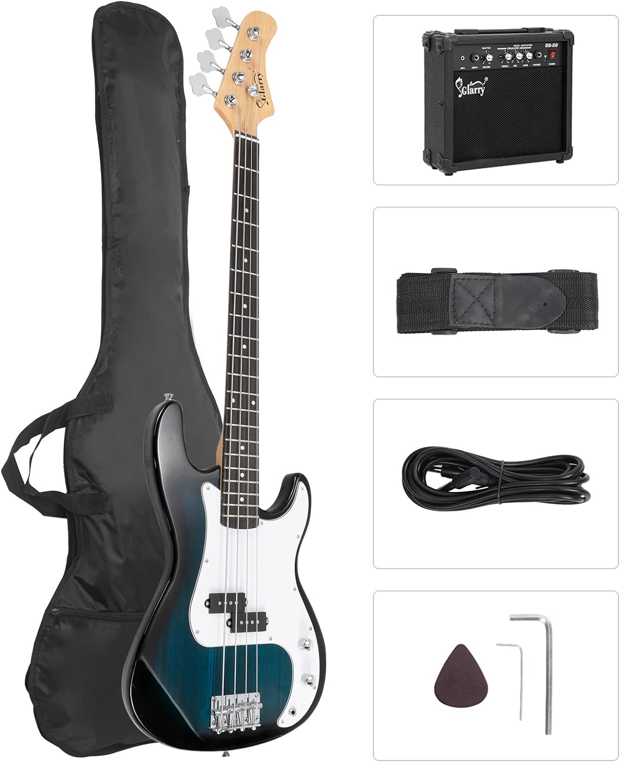 GLARRY Full Size Electric Bass Guitar Starter Kit Review