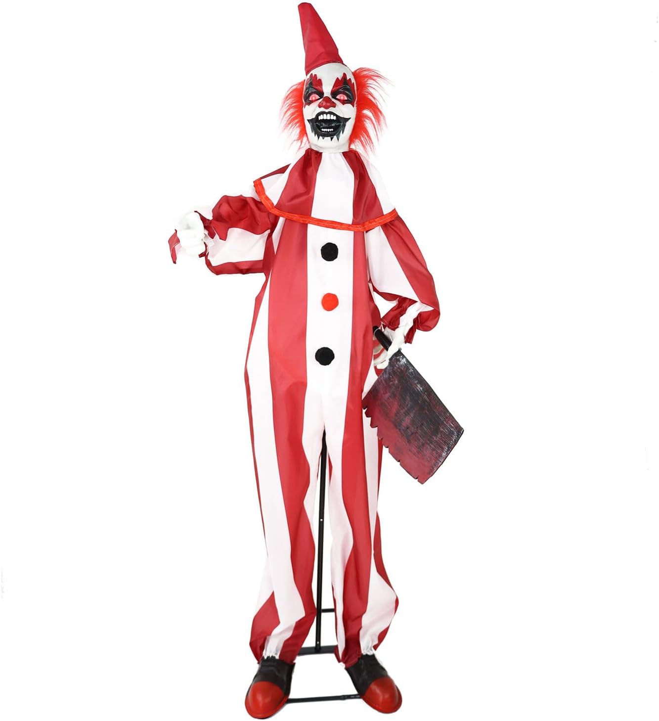 Lifesize Animatronic Scary Talking Clown with Knife for Halloween