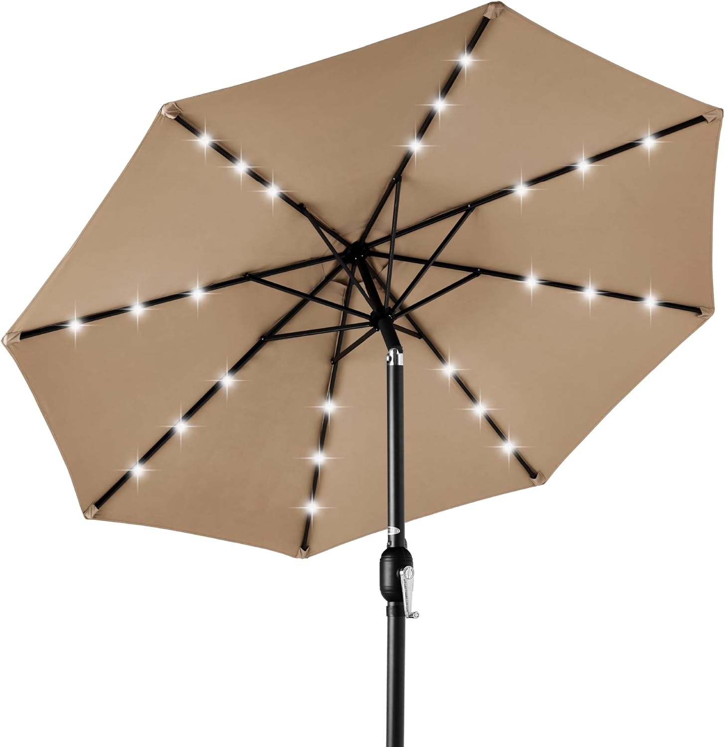 10ft Solar LED Lighted Patio Umbrella with Tilt Adjustment