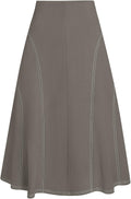 Kate Kasin Women's Suede Midi Skirt - High Waist A-Line Comfort Skirts