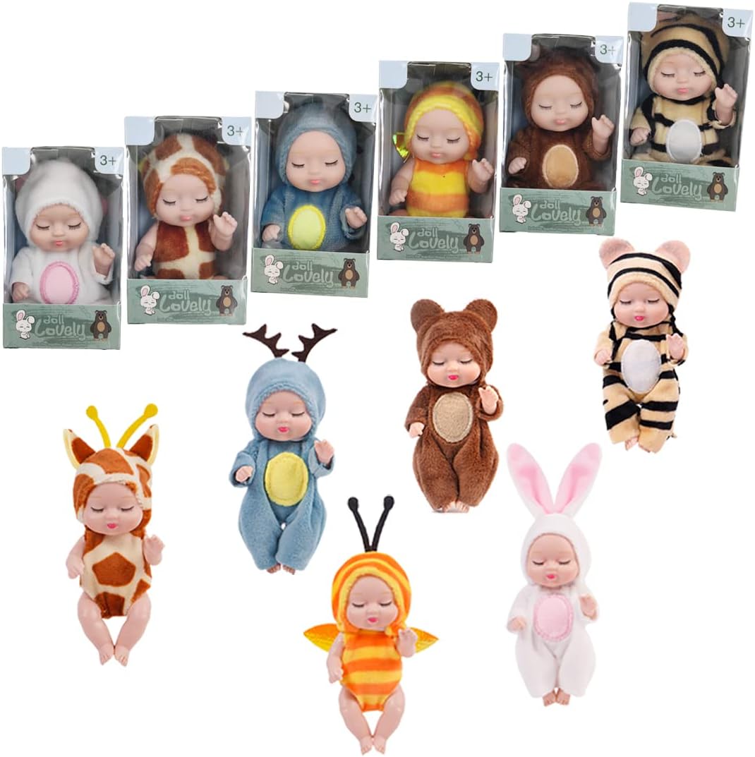 Realistic 4 Inch Mini Reborn Baby Doll Set - Perfect Gift for Kids!