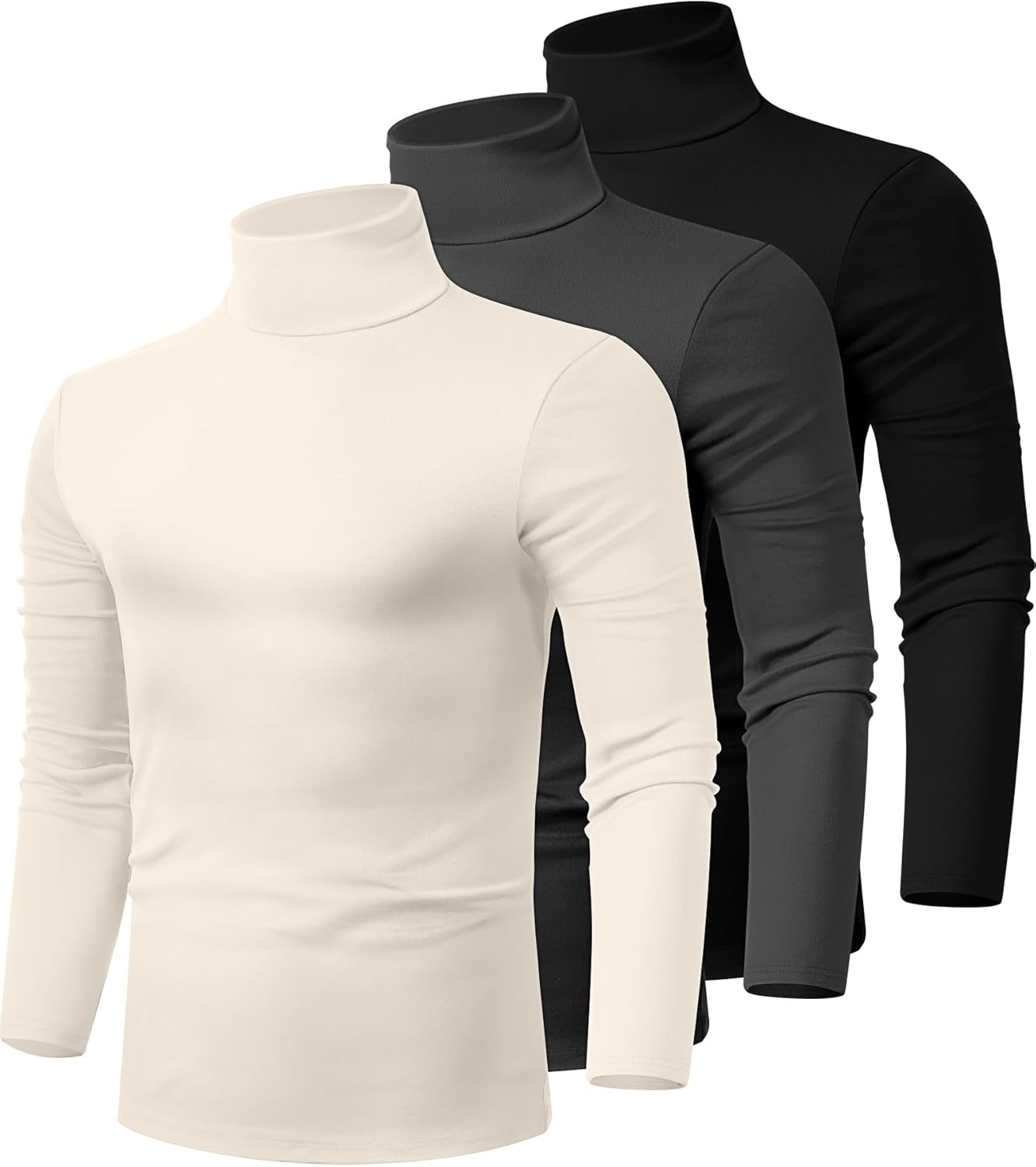 Ficerd 3 Pack Men's Turtleneck Shirts for Stylish Comfort