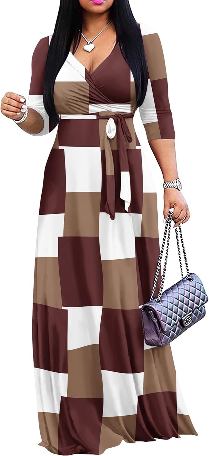 Plus Size Maxi Dress for Women Casual Summer Sundress V-Neck