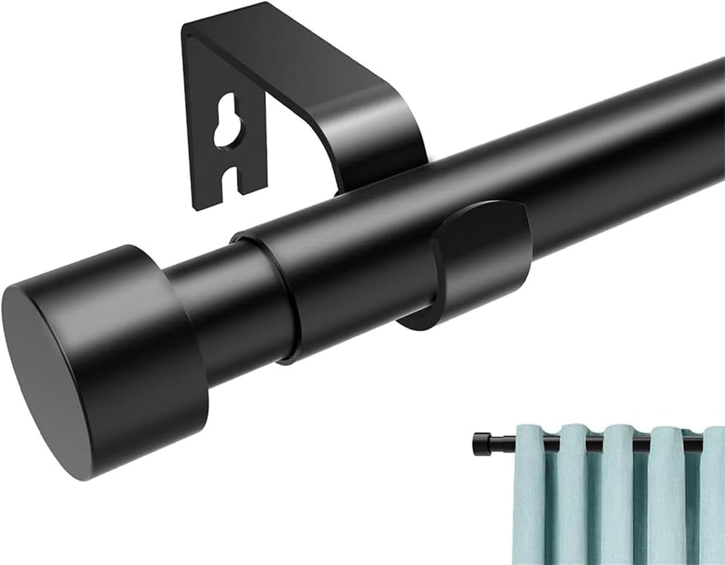 Adjustable 1'' Curtain Rod, 48-72 Inch, Black