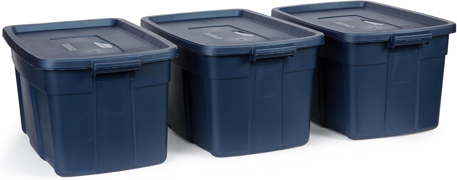 Rubbermaid Roughneck Tote 31 Gal 3 Pack for Durable Storage