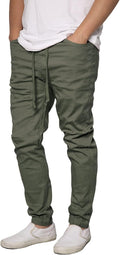 URBANJ Men's Stretch Twill Drop Crotch Jogger Pants (Style 6JJT)