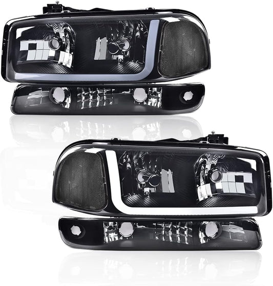 PIT66 LED DRL BAR Headlights for 1999-2007 GMC Sierra & Yukon