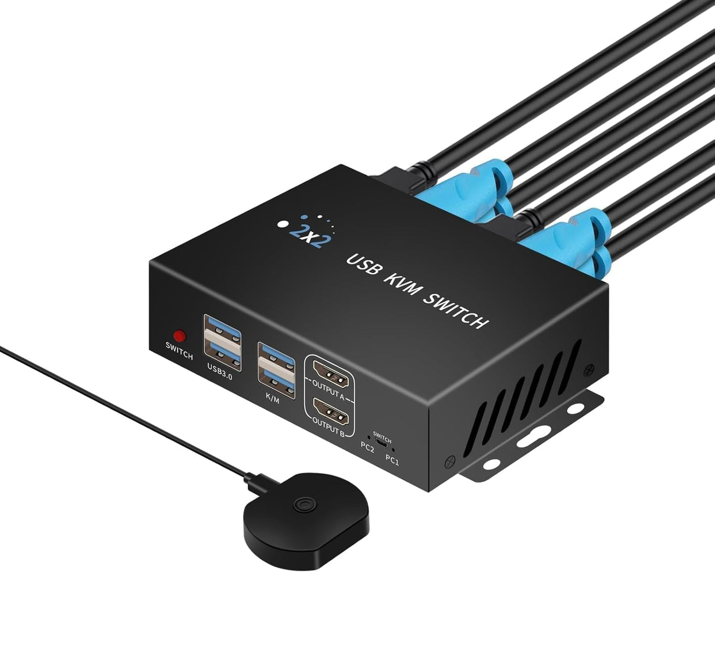 Dual Monitor KVM Switch for 2 Computers with 4K@60HZ Support