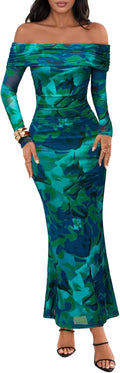 Off Shoulder Floral Maxi Dress - Elegant Bodycon Occasion Wear
