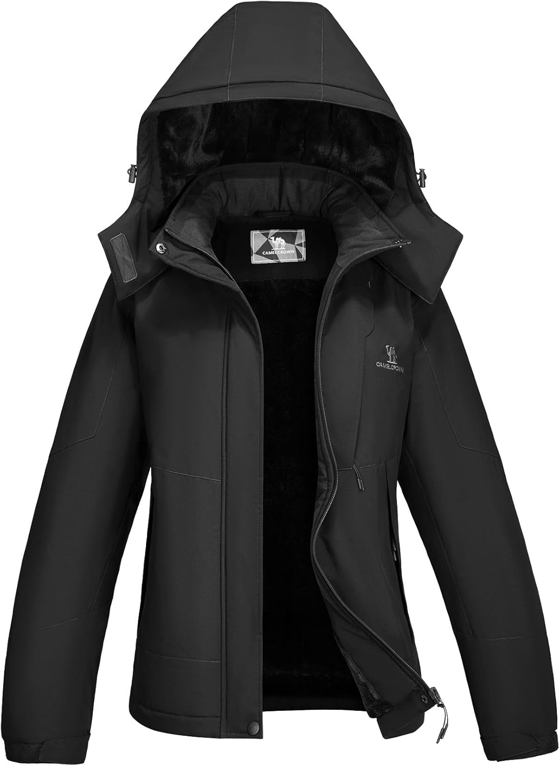 CAMEL CROWN Womens Waterproof Ski Jacket with Fleece Lining