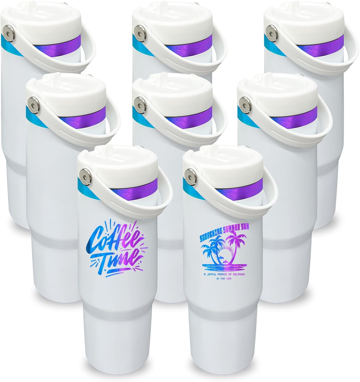 30 oz Tumbler with Handle for Hot and Cold Drinks - 8 Pack