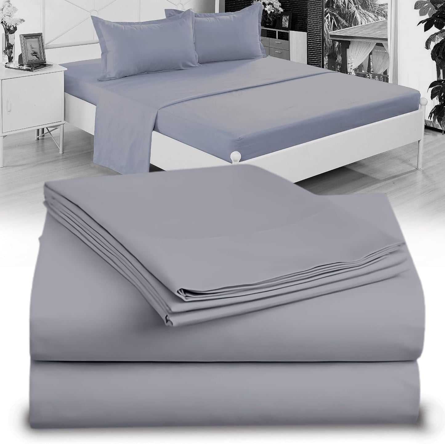 Full XL 100% Cotton Jersey Knit Sheet Set for Extra Long Beds
