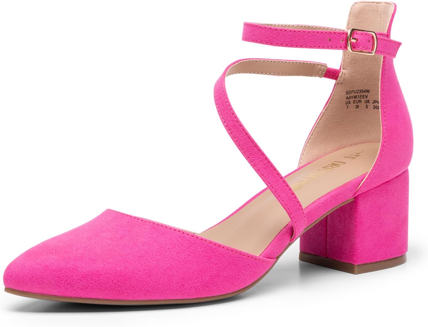 DREAM PAIRS Women's Closed Pointed Toe Low Chunky Heels Pumps