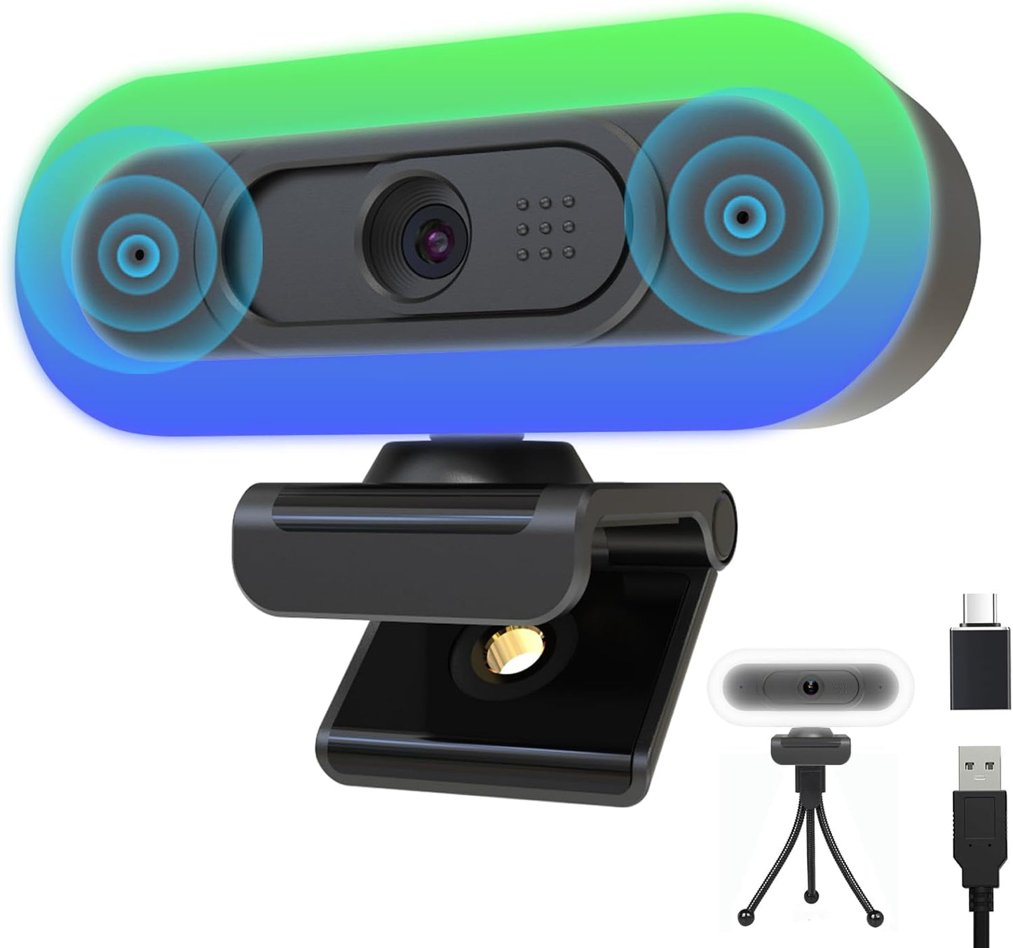 2K Webcam for PC with Autofocus and Dual Microphones for Streaming