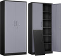 71in Steel Lockable Garage Storage Cabinet - Gray Black