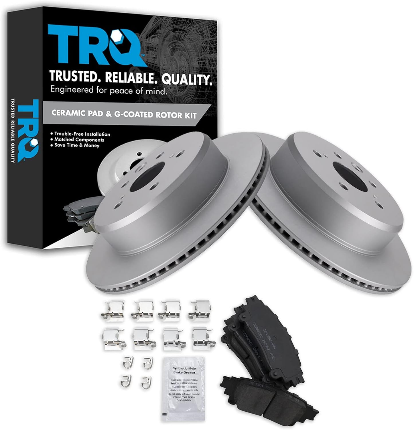 TRQ Rear Brake Pad & Rotor Kit for 2016-2017 Lexus GS200t