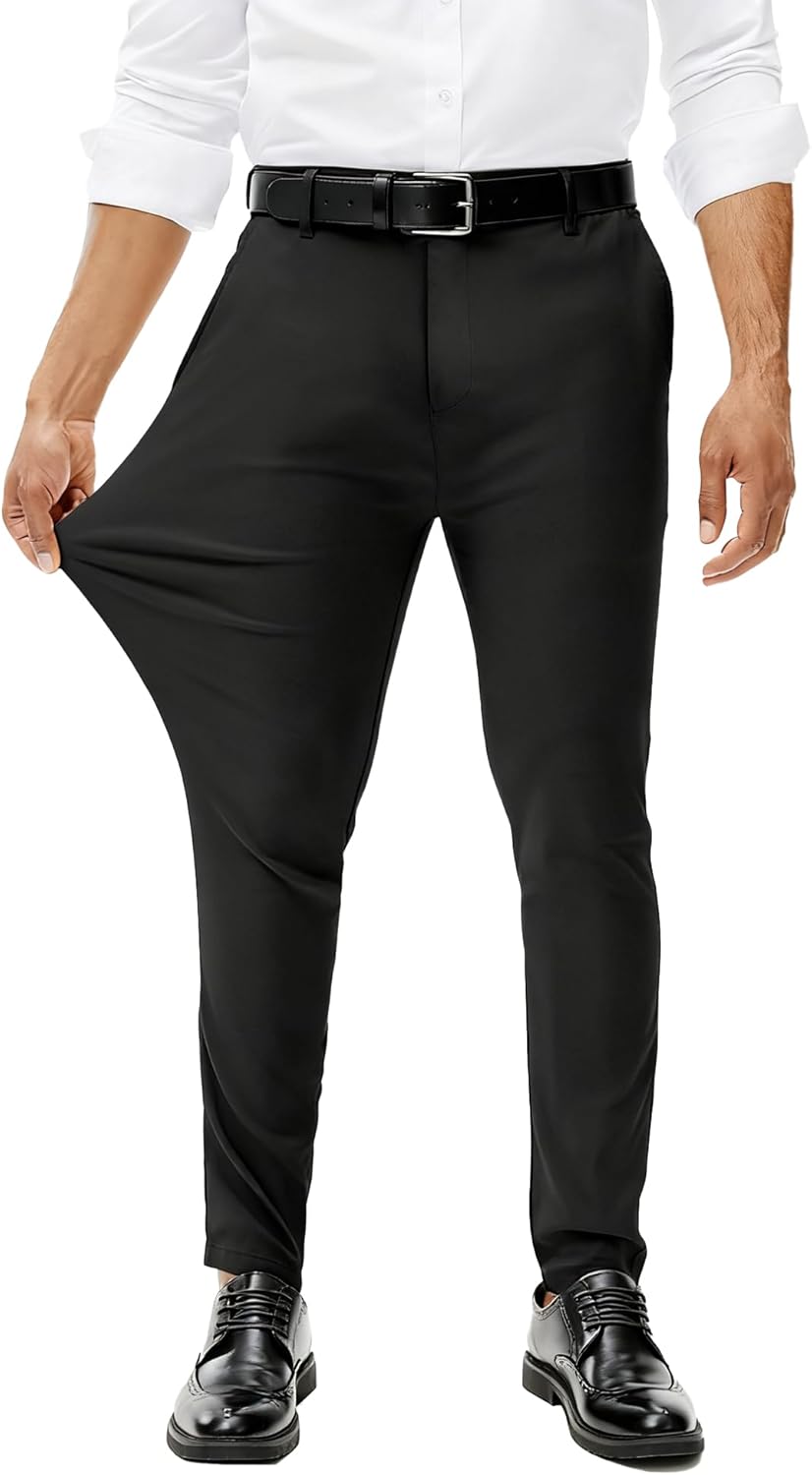 Comdecevis Mens Stretch Dress Pants Slim Fit Tapered Chinos