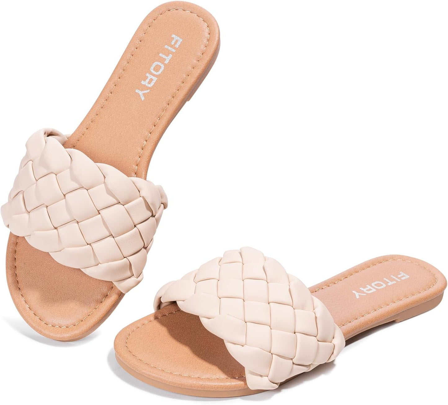 FITORY Womens Flat Sandals with Braided Strap for Summer Fun
