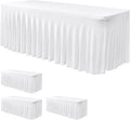 White Table Skirt for 6 Foot Rectangle Tables - 4 Pack fitted covers