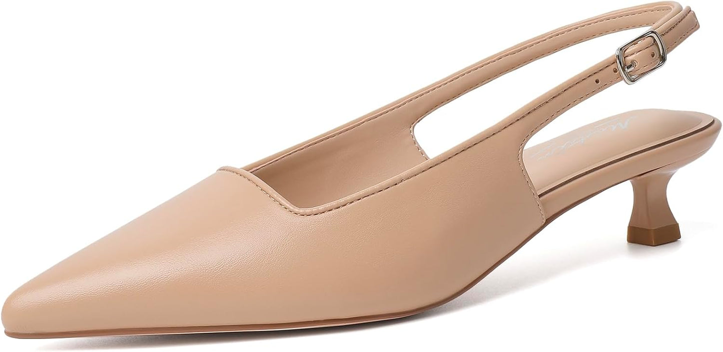 Mostrin Slingback Kitten Heels for Women - Chic Low Pumps