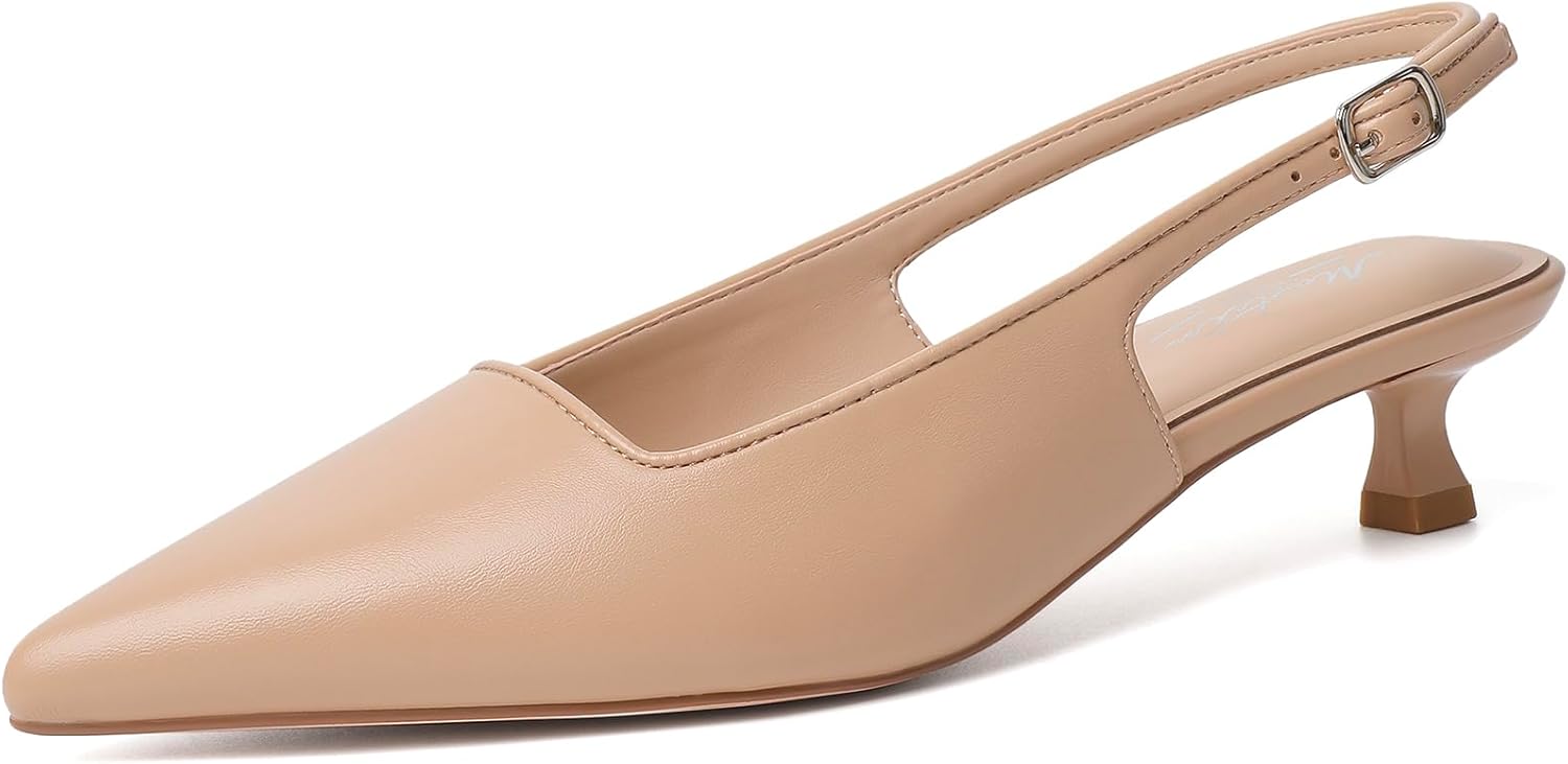 Mostrin Slingback Kitten Heels for Women - Chic Low Pumps