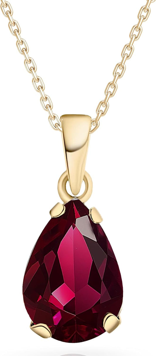 14K Gold Gemstone Necklace for Women - Elegant Birthstone Gift