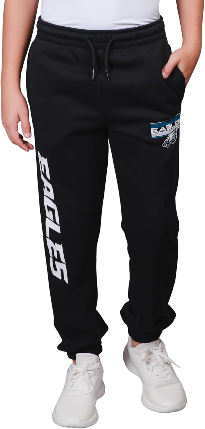 Ultra Game NFL Black Snow Fleece Jogger Sweatpants for Comfort