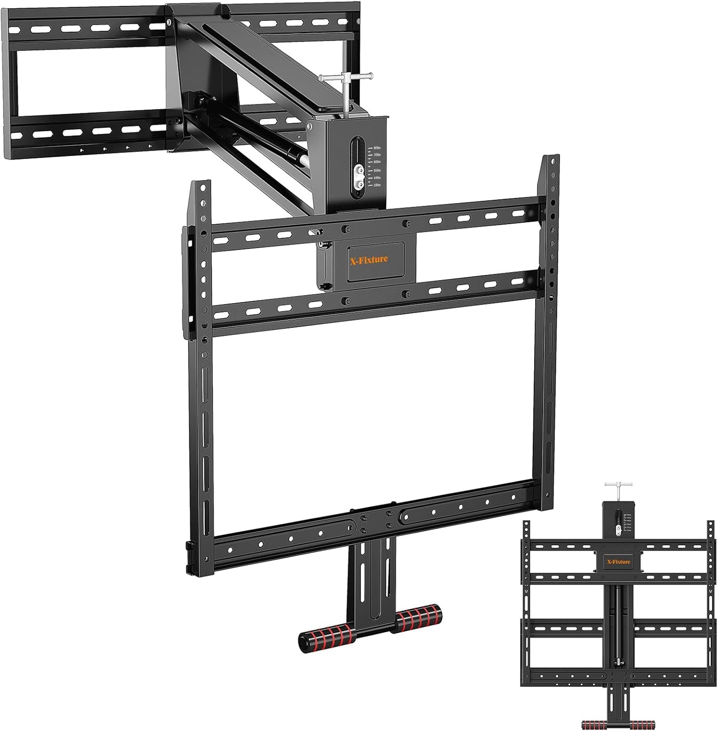 X-FIXTURE: Pull Down TV Mount for 43-80 TVs, Height Adjust, Max 80lbs