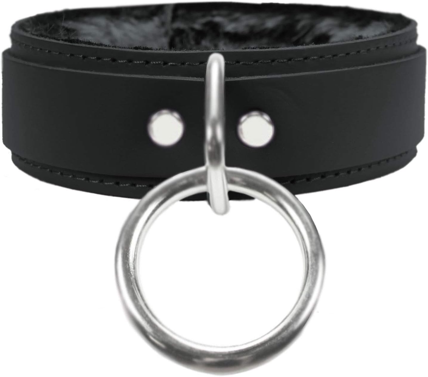 VP Leather Avery Collar with Faux Chinchilla Fur for Dogs