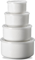 Ceramic Nesting Bowls with Lids - Leakproof Microwaveable Bowl Set