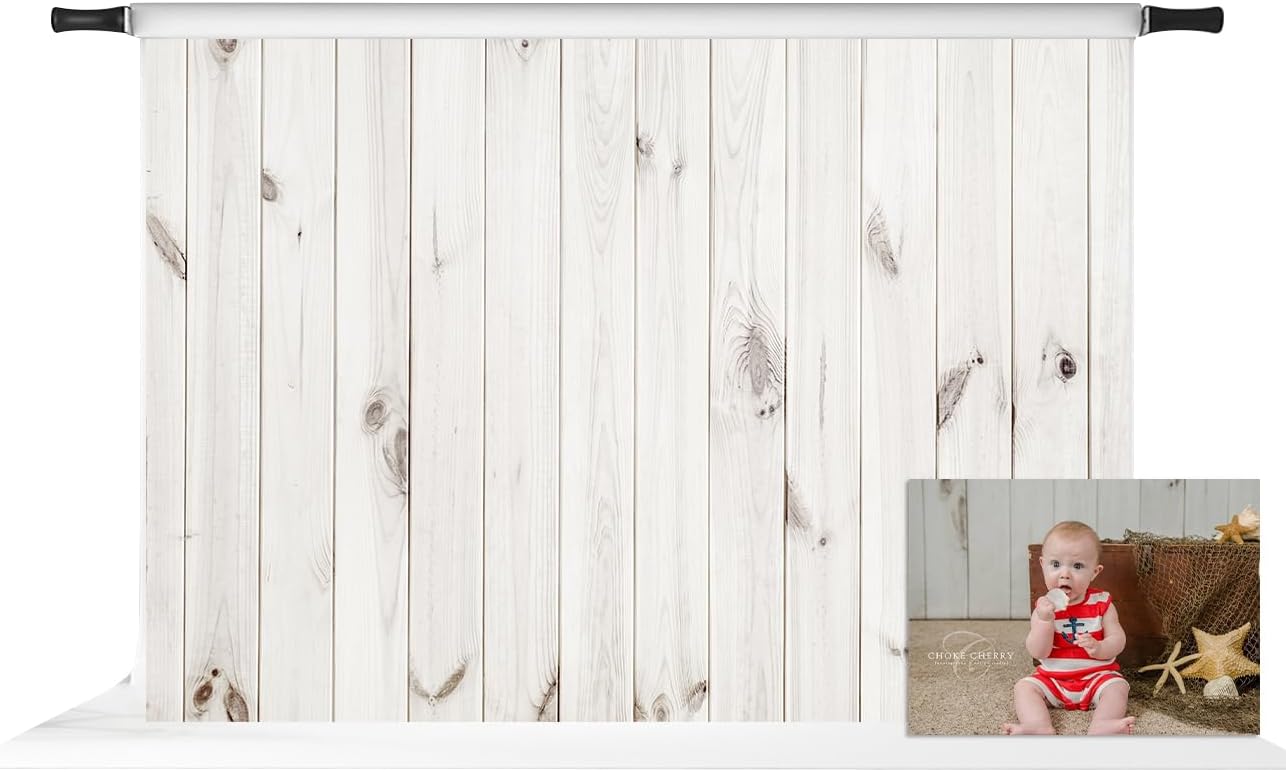7x5ft White Wood Shiplap Photography Backdrop for Events