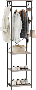 Coat Rack With Hanging Rod and 3 Shelves - Compact Organizer