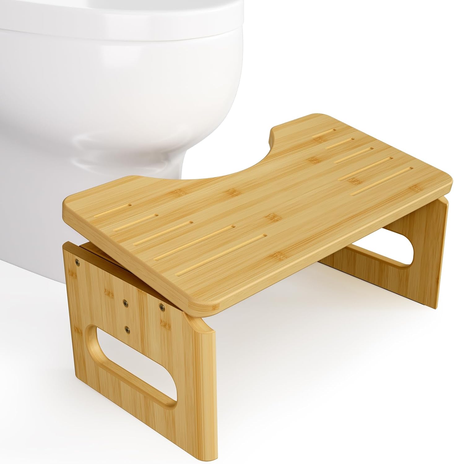 Adjustable Height Bamboo Toilet Stool for Comfortable Bathroom Use