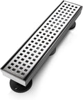 12 in Linear Shower Drain with Removable Square Panel - Low Profile