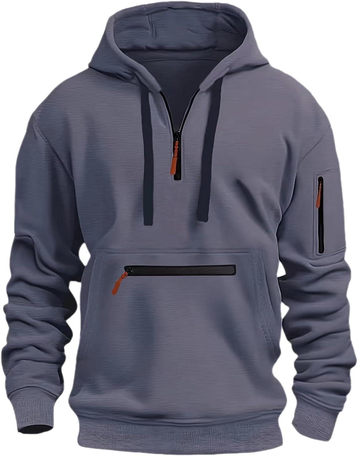 Vintage Quarter Zip Hoodie with Pockets - JPLZi