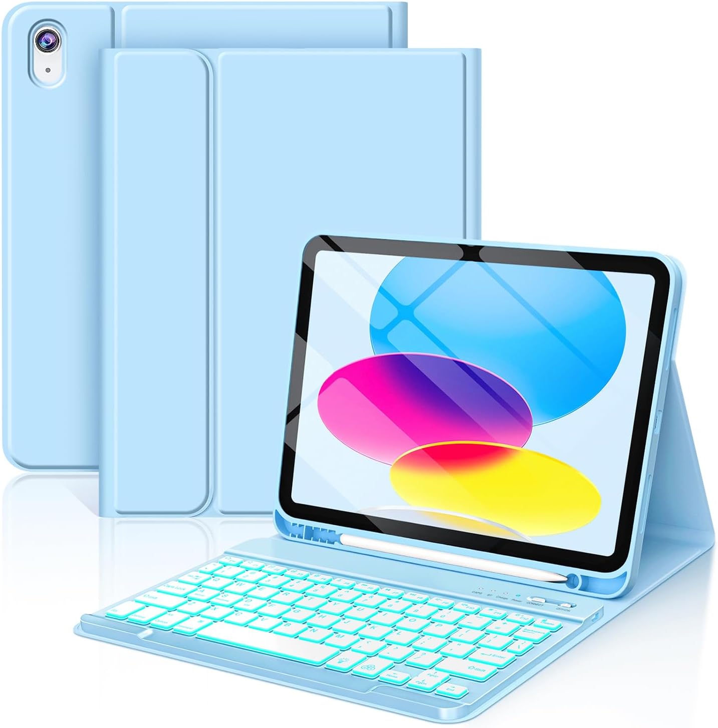 FUWANG iPad A16 11th Gen Case with Detachable Backlit Keyboard
