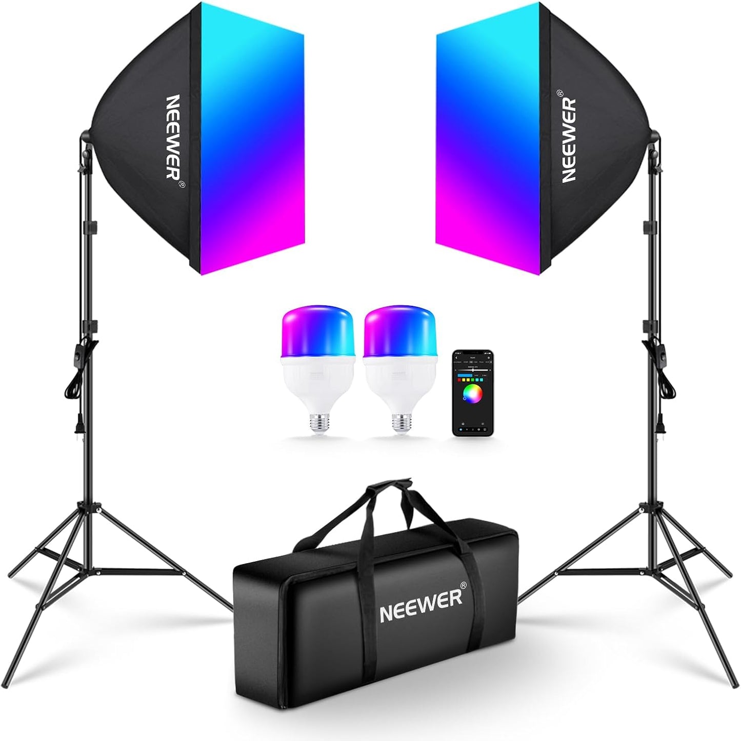 NEEWER RGB Softbox Lighting Kit for Creative Photography Needs