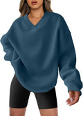 Oversized V Neck Sweatshirt Fleece Pullover - Cozy Layering Top