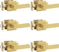 Gold Door Handles Passage Levers 6 Pack - Heavy Duty Interior Levers