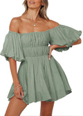 Off The Shoulder Summer Mini Dress for Women - Ruffle A-Line