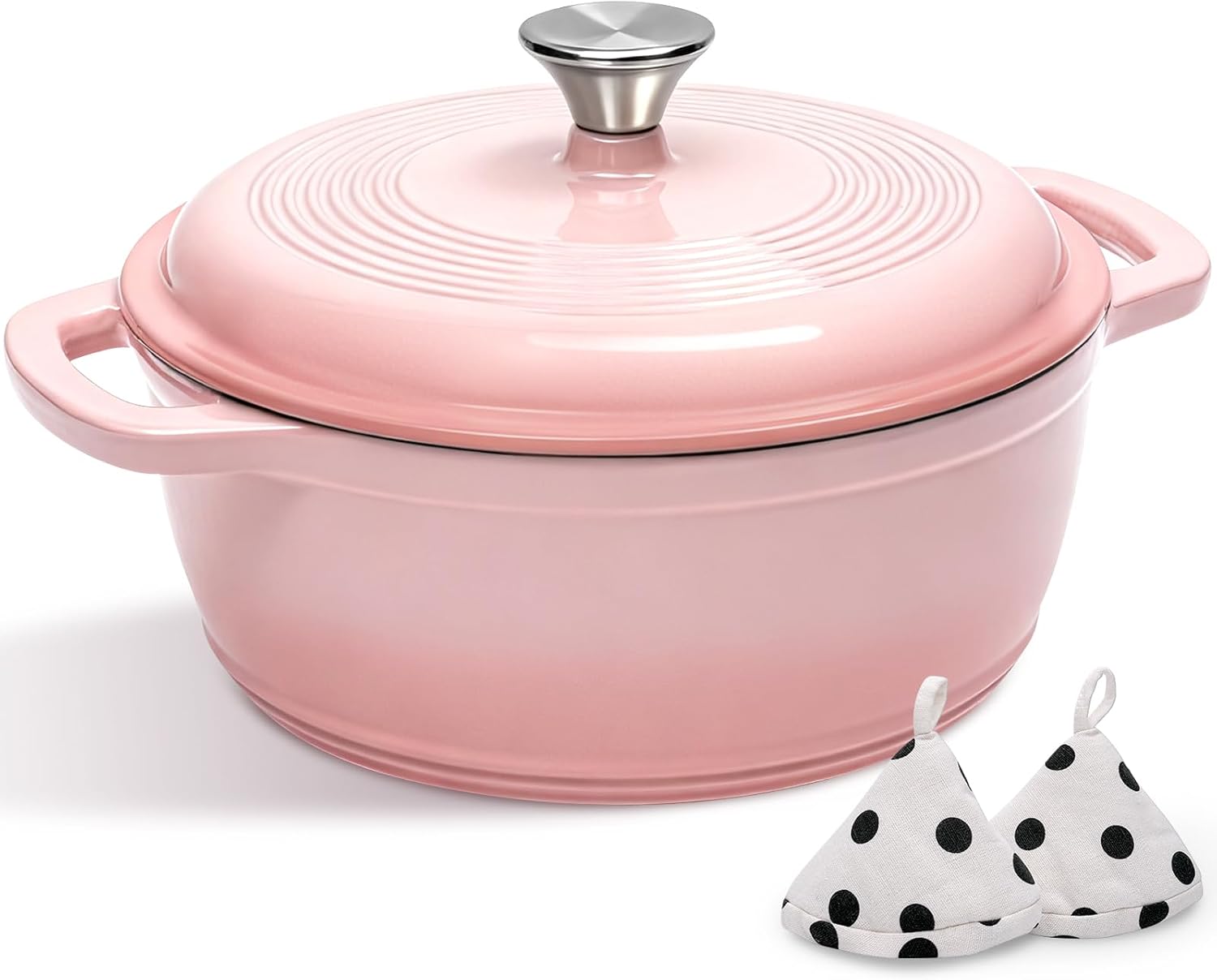 Cast Iron Dutch Oven Pot With Lid - 5QT Enameled Cookware